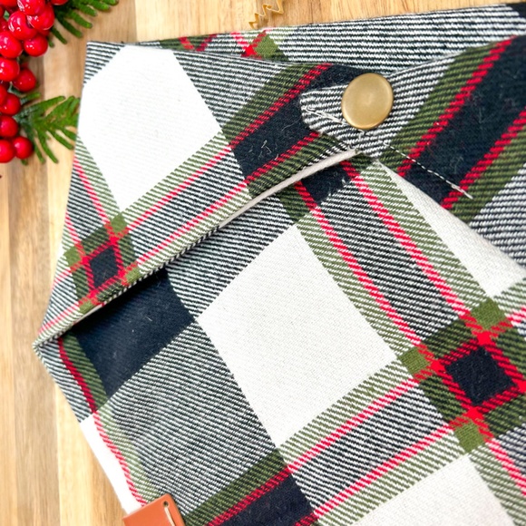 Flannel Dog Bandana- Plaid - Black, white and Red - Premium - Picture 6 of 9